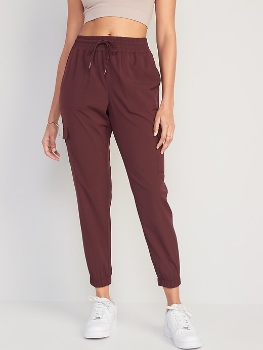 high waisted stretchtech cargo jogger pants for women