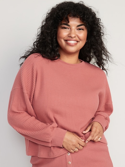 LongSleeve WaffleKnit Pajama Top for Women Old Navy