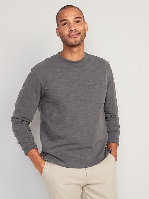 Image number 1 showing, Slub-Knit Long-Sleeve Pocket T-Shirt
