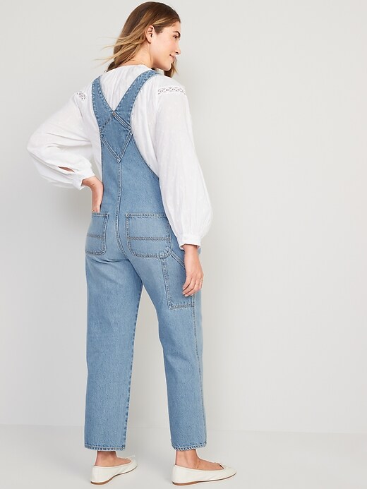 Image number 2 showing, Maternity Side-Panel Slouchy Straight Jean Overalls
