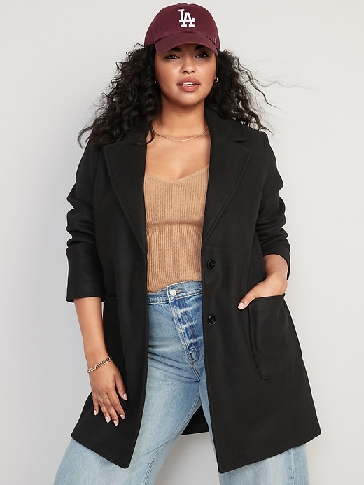 Image number 5 showing, Oversized Soft-Brushed Button-Front Coat for Women