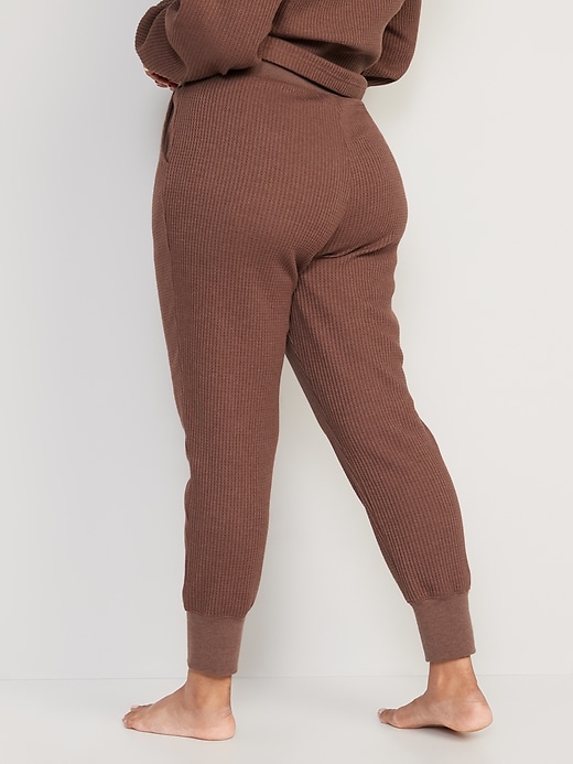 Image number 6 showing, High-Waisted Waffle-Knit Pajama Jogger Pants