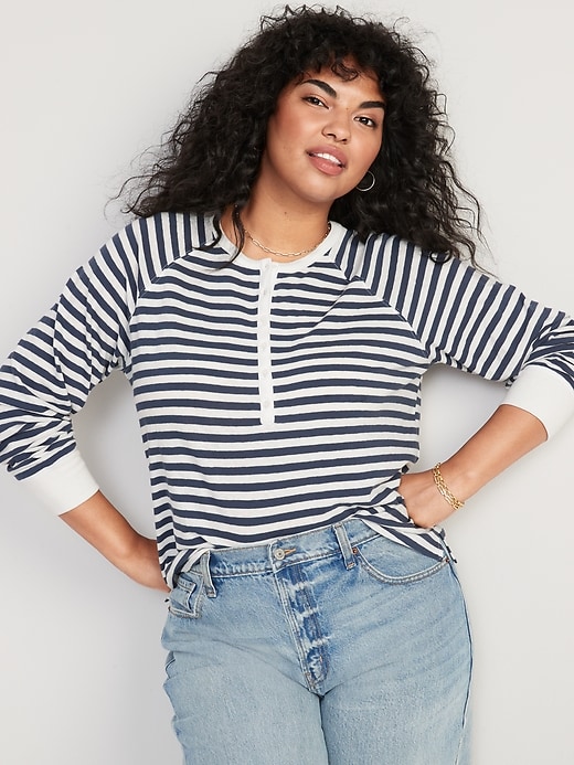 Image number 5 showing, Long-Sleeve Striped Henley T-Shirt