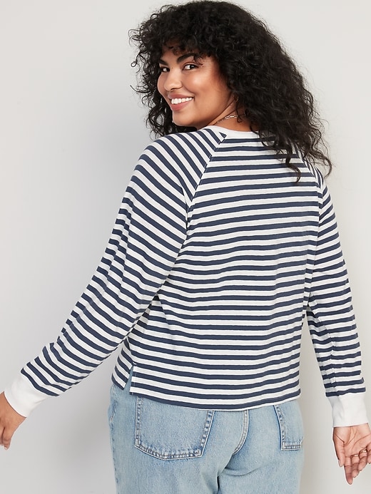Long-Sleeve Striped Henley T-Shirt for Women | Old Navy