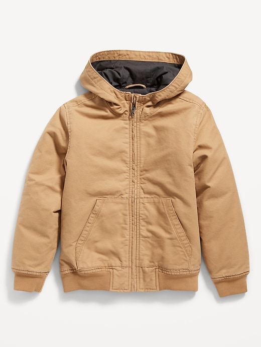 Hooded Canvas Utility Bomber Jacket for Boys