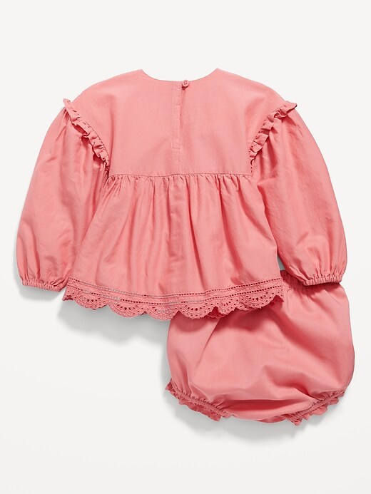 Solid Ruffle-Trim Top and Bloomers Set for Baby