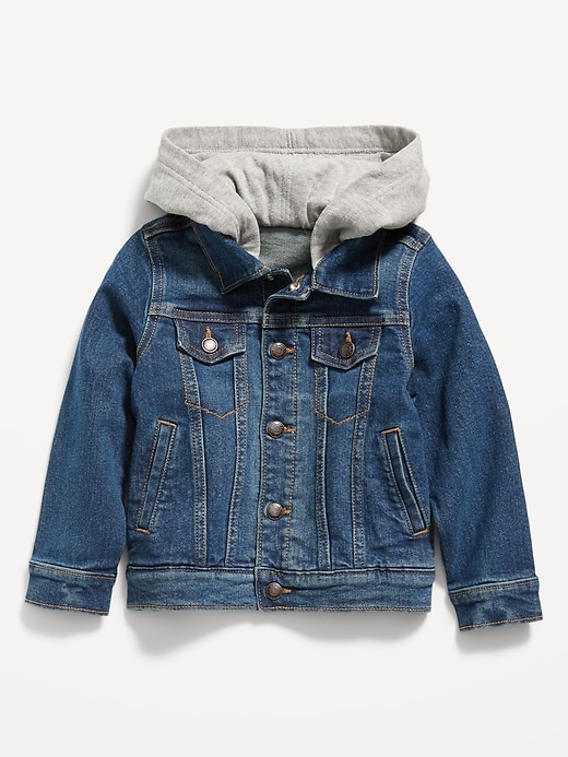 View large product image 1 of 2. Unisex Hooded Jean Trucker Jacket for Toddler