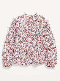 Long-Sleeve Button-Front Printed Top for Girls
