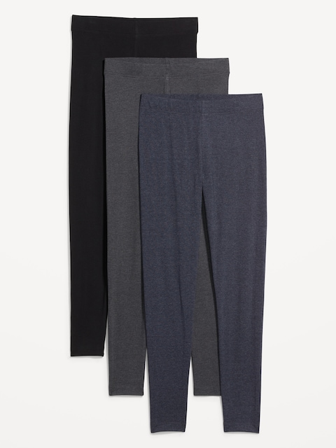 High-Waisted Fashion Layering Leggings 3-Pack - Navy Blue Combo
