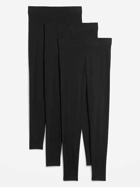 High-Waisted Fashion Layering Leggings 3-Pack - Black Jack