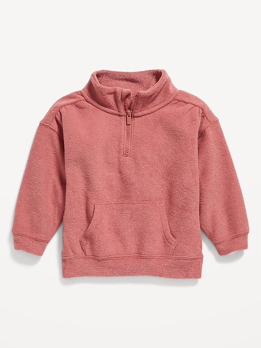 View large product image 1 of 1. Cozy Terry Quarter-Zip Sweatshirt for Toddler Girls