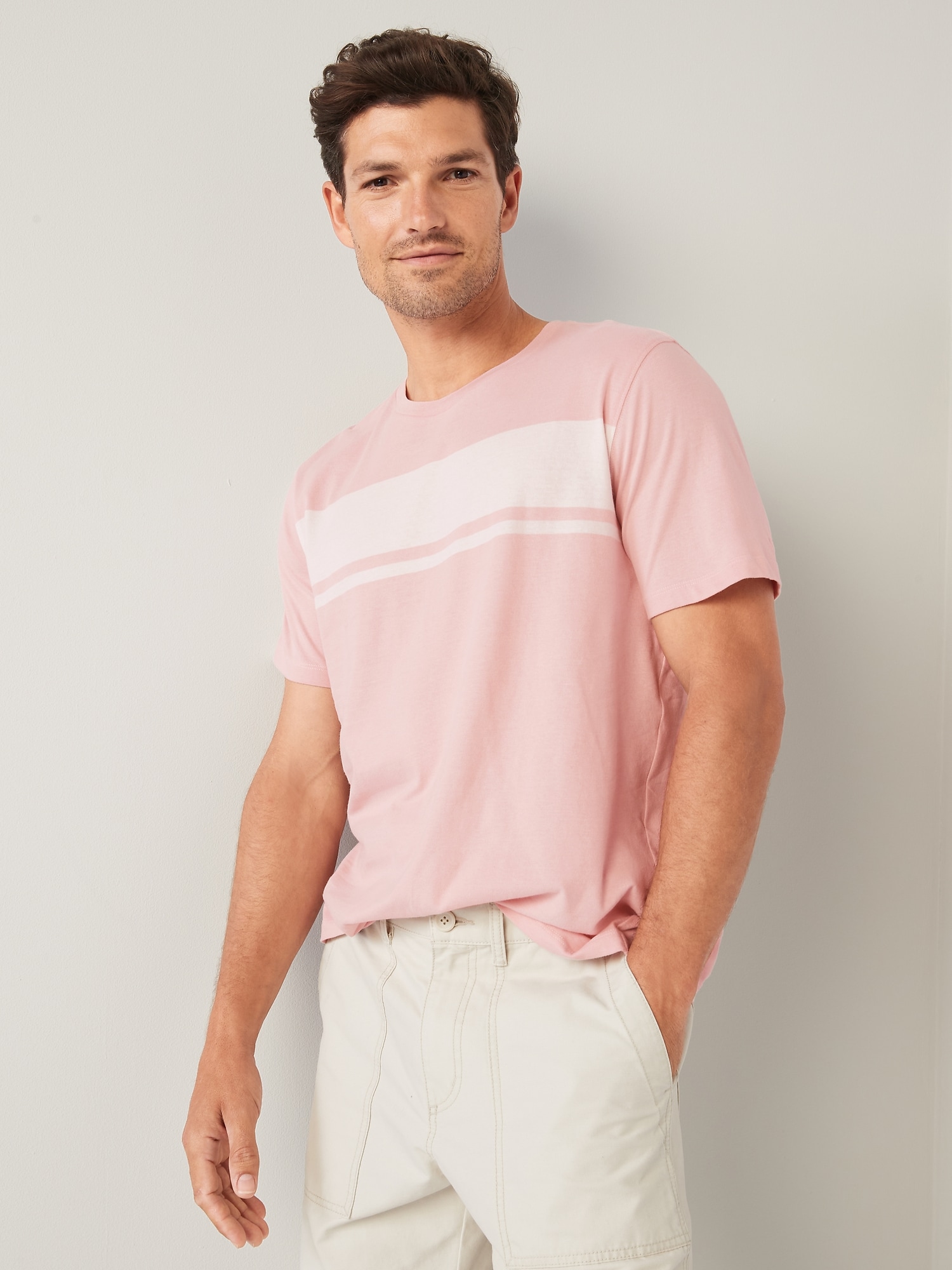 Old Navy Soft-Washed Center-Stripe T-Shirt for Men pink. 1