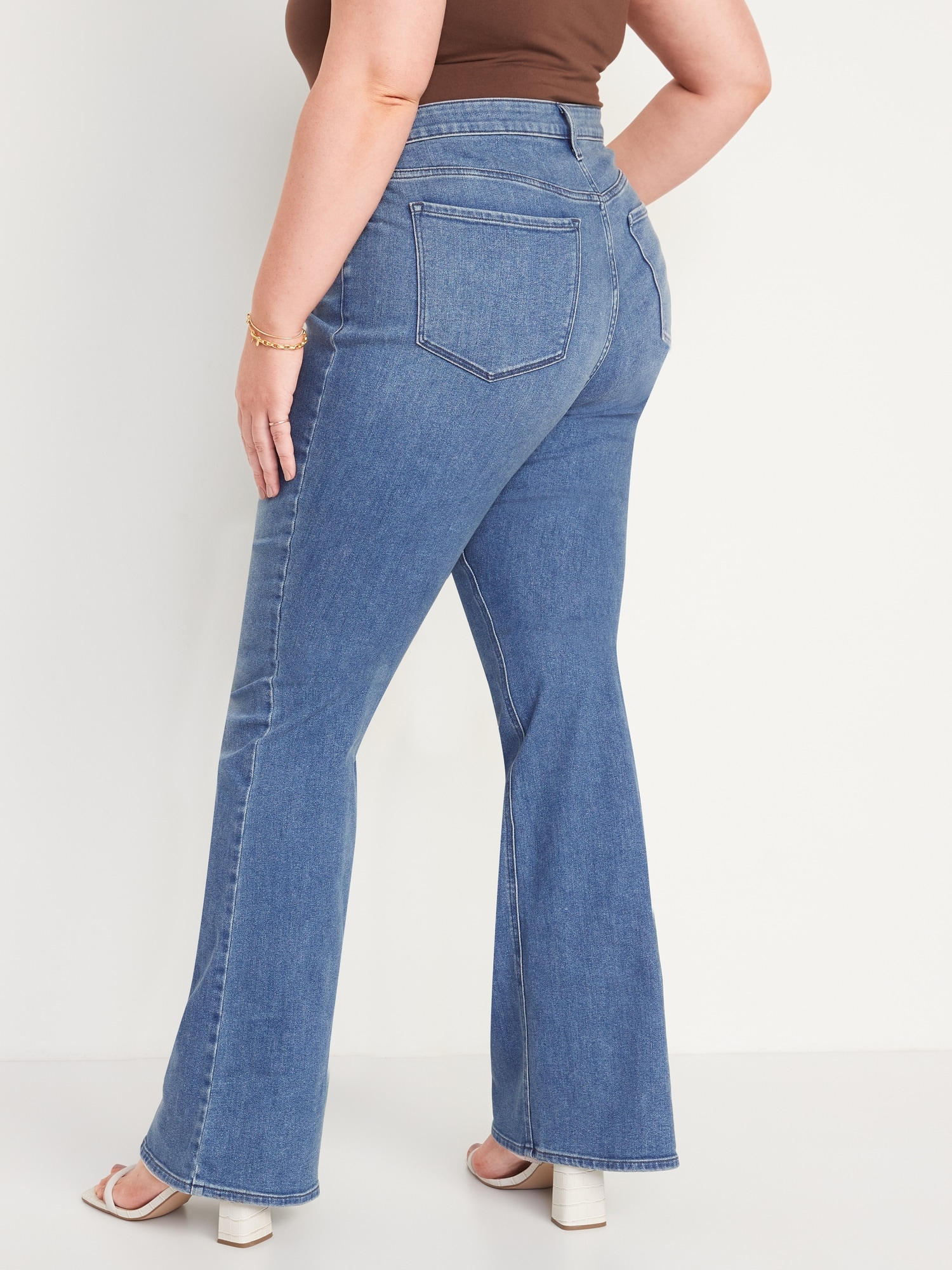 Women Solid Light Blue Mid Rise Mini Flare Jeans