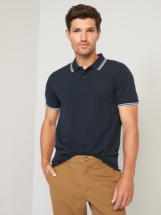 Moisture-Wicking Tipped Pique Pro Polo Shirt | Old Navy