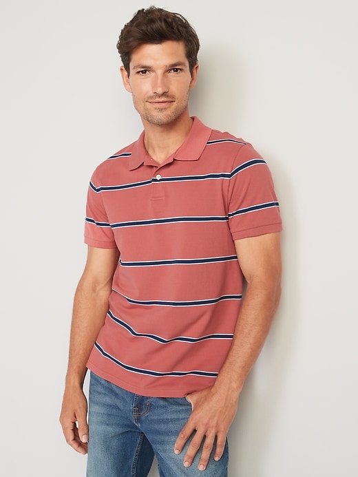 Image number 1 showing, Moisture-Wicking Striped Pique Pro Polo Shirt for Men
