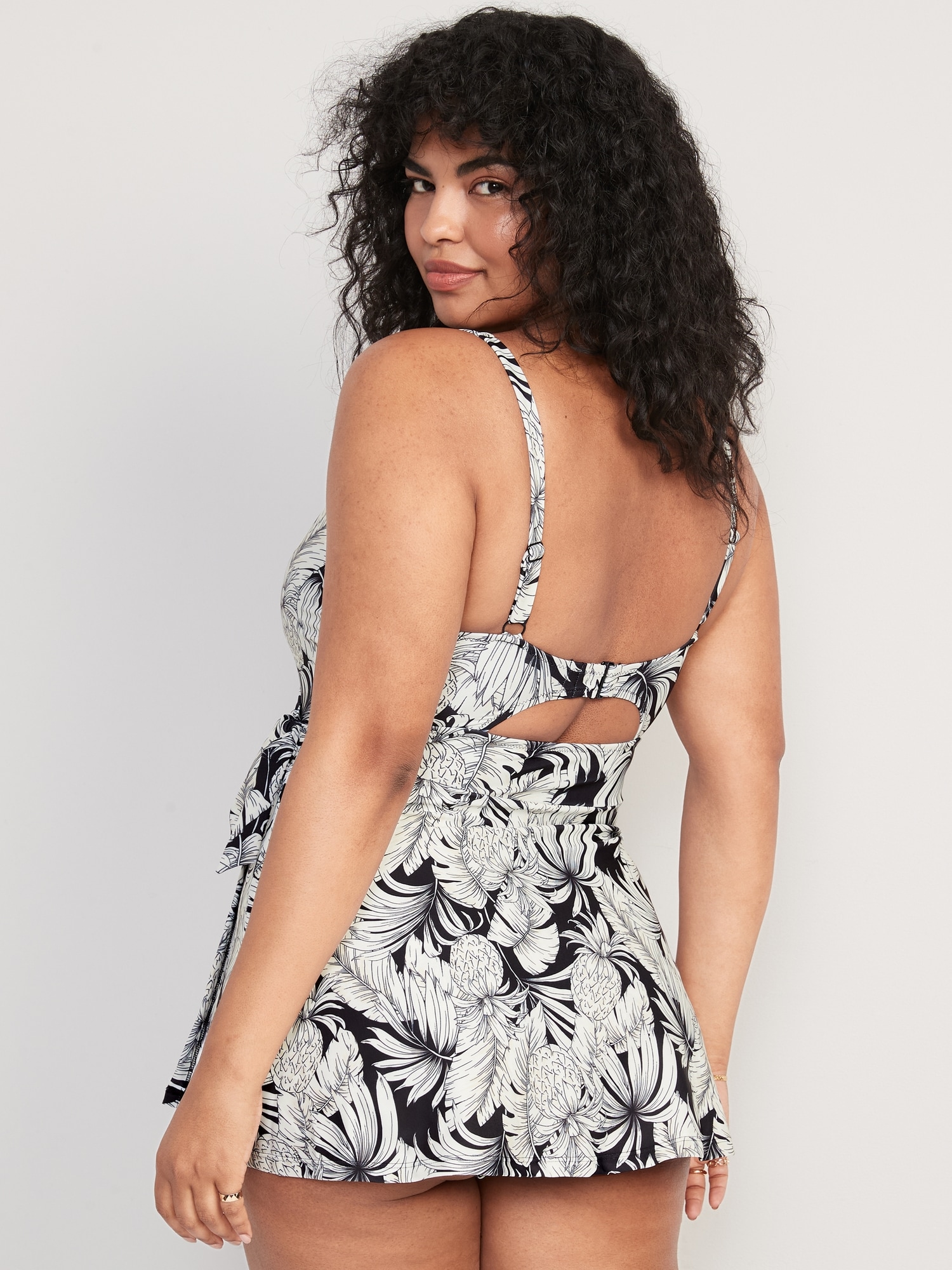 V-Neck Wrap-Front Swim Dress