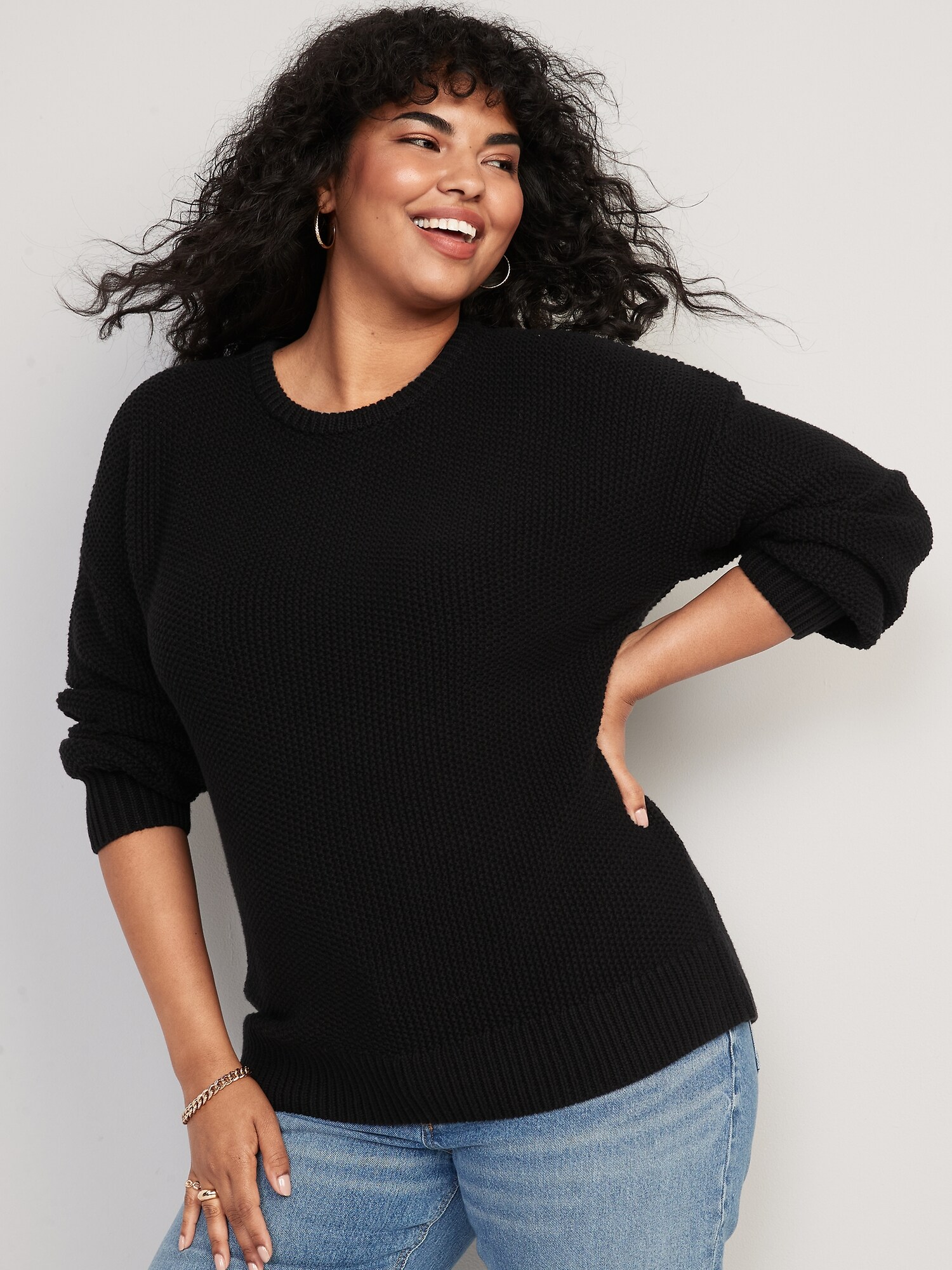 Plus size 2024 black tunic sweater