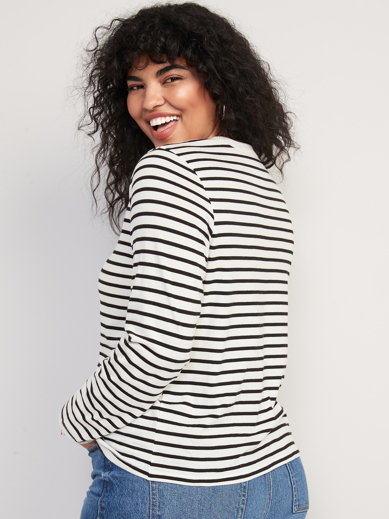 Long-Sleeve EveryWear Striped T-Shirt for Women | Old Navy