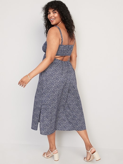 smocked fit & flare cami midi dress for women Sample Sale main image 0
