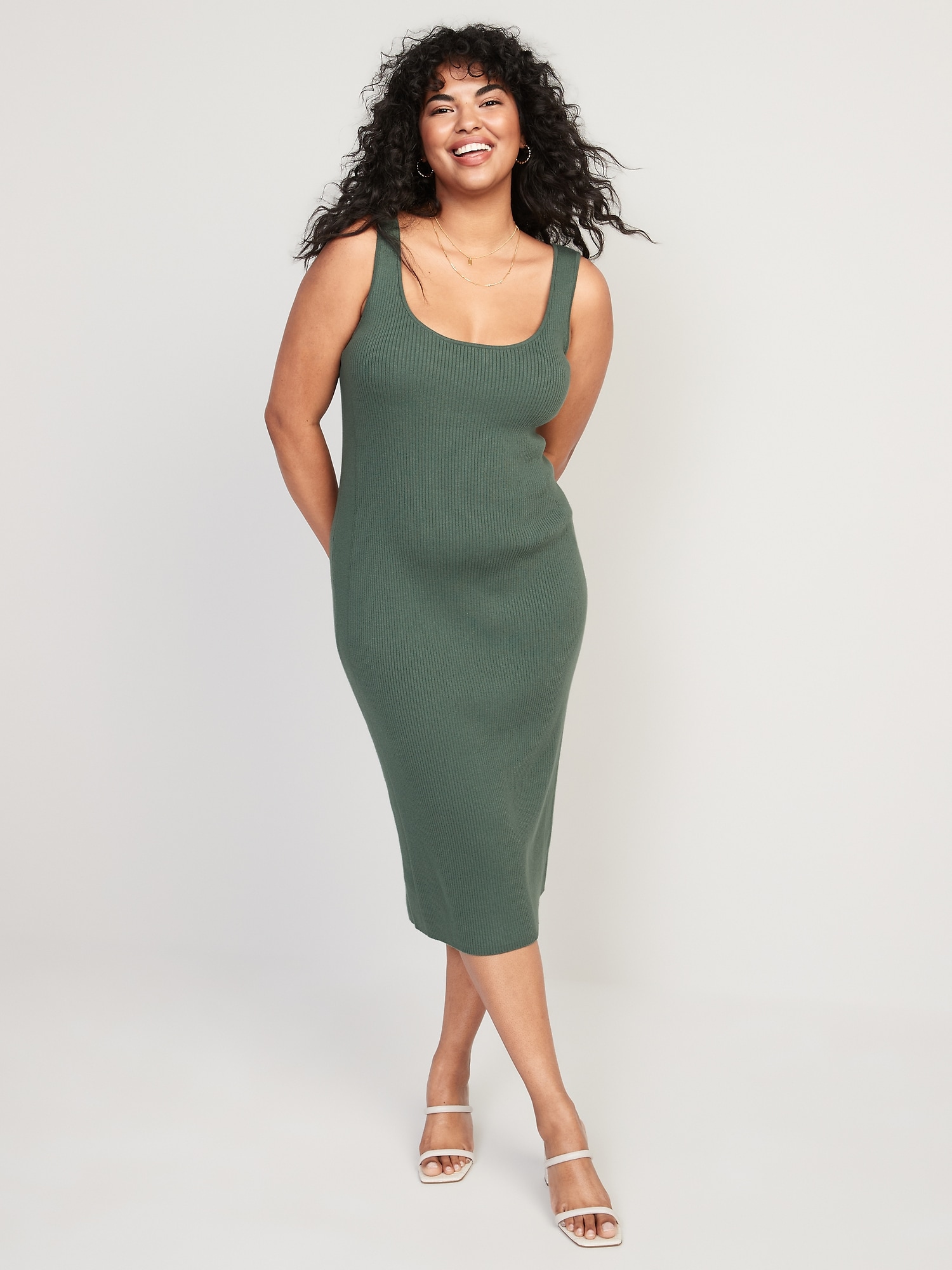 Fitted Rib-Knit Midi Tank Sweater Dress for Women | Old Navy