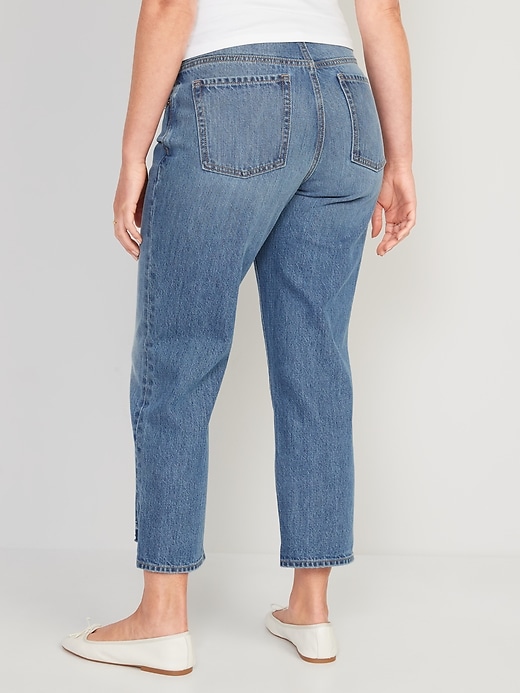 Image number 2 showing, Maternity Full Panel Slouchy Straight Cropped Step-Hem Jeans