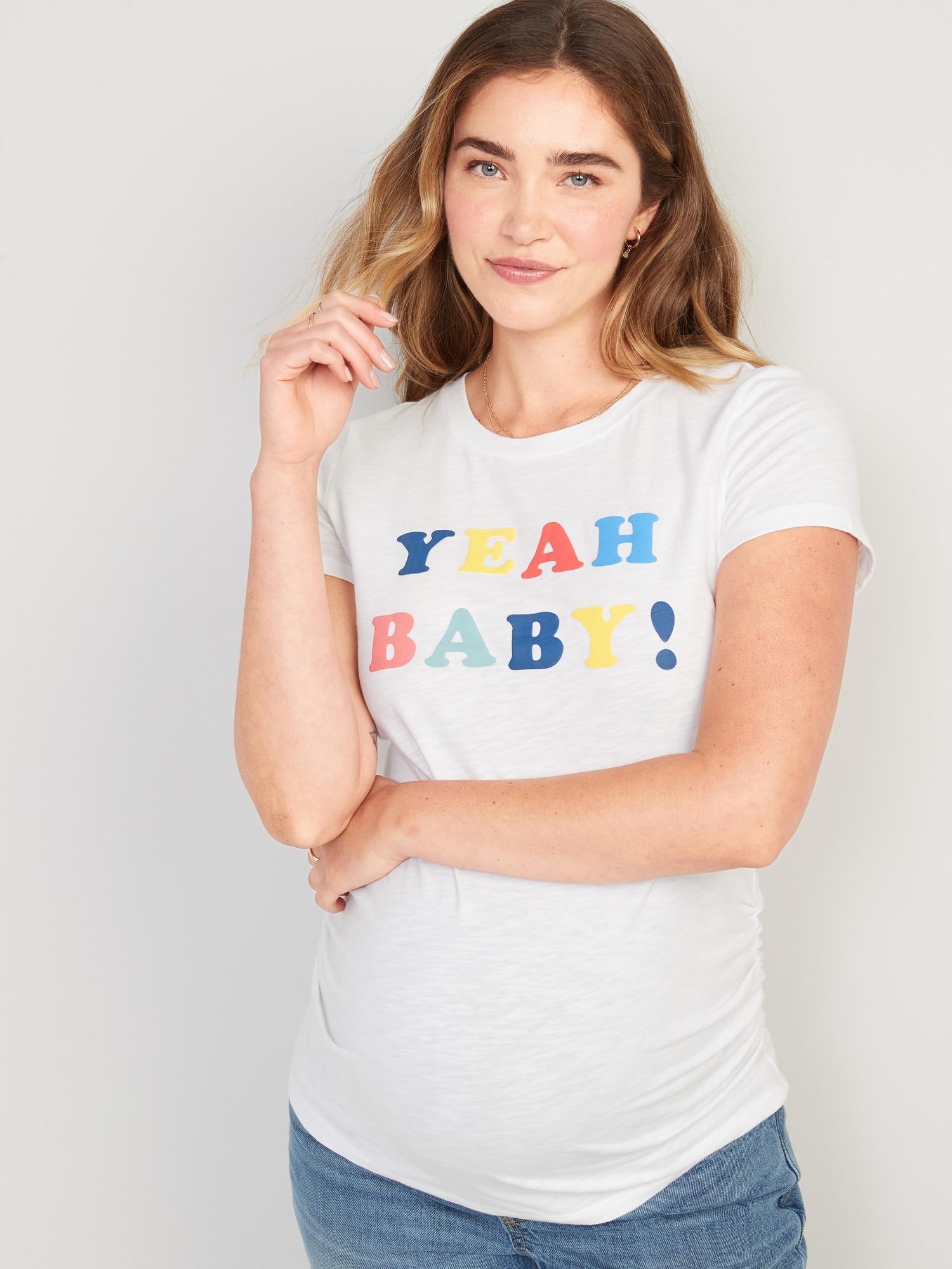 Maternity Flag Graphic Side-Shirred T-Shirt