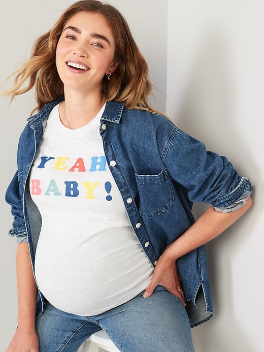 Image number 3 showing, Maternity Graphic Side-Shirred T-Shirt