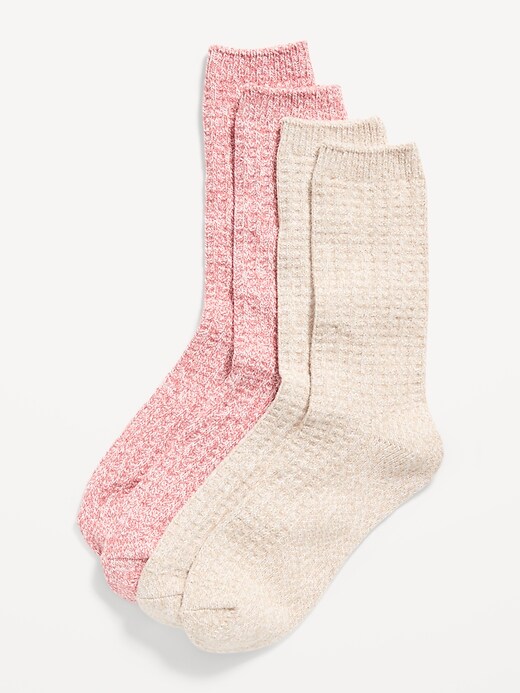 Cozy Marled Waffle-Knit Socks 2-Pack for Women