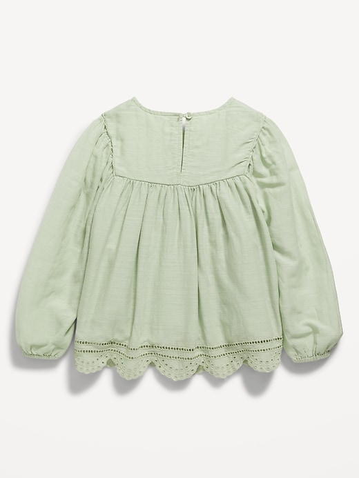 View large product image 2 of 2. Long-Sleeve Scallop-Trim Top for Toddler Girls