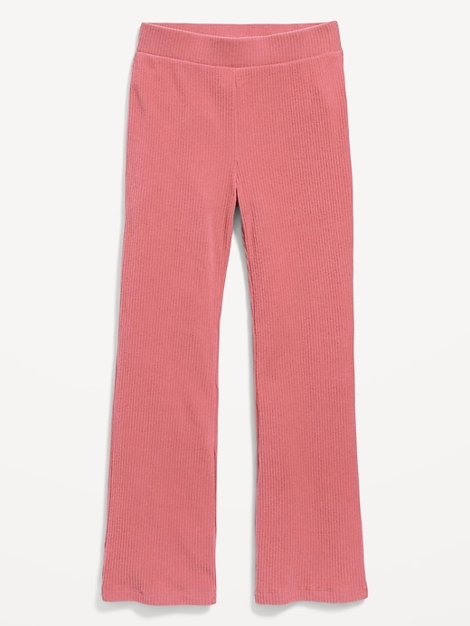 View large product image 1 of 1. Cozy High-Waisted Rib-Knit Flared Pants for Girls
