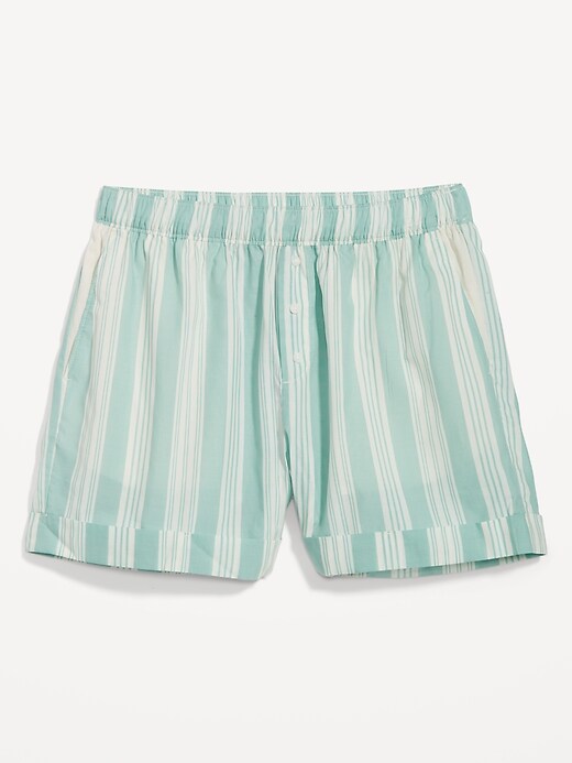 Image number 4 showing, High-Waisted Striped Pajama Boxer Shorts - 3.5-inch inseam