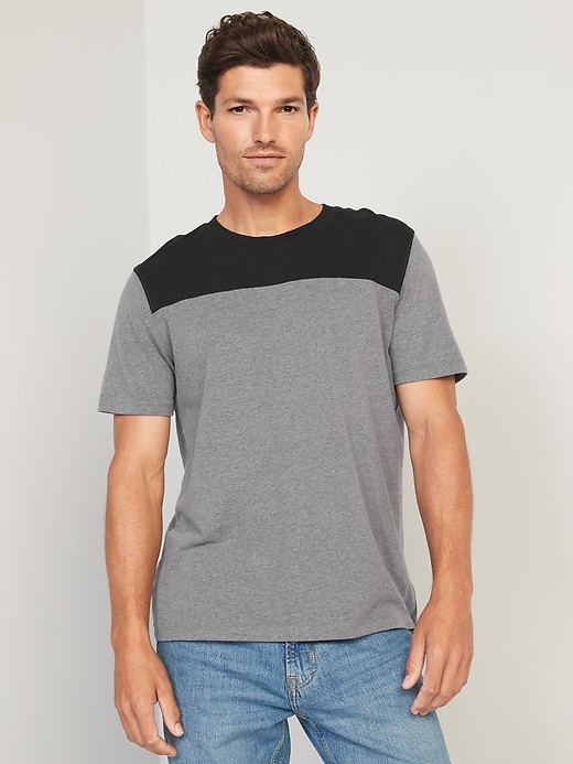Image number 1 showing, Soft-Washed Color-Block Football T-Shirt
