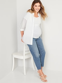 Maternity Full Panel Slouchy Taper Cropped Jeans
