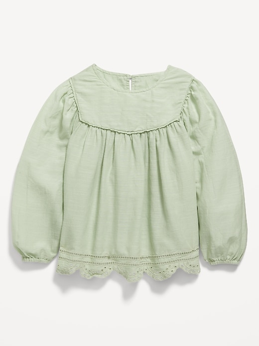 View large product image 1 of 2. Long-Sleeve Scallop-Trim Top for Toddler Girls