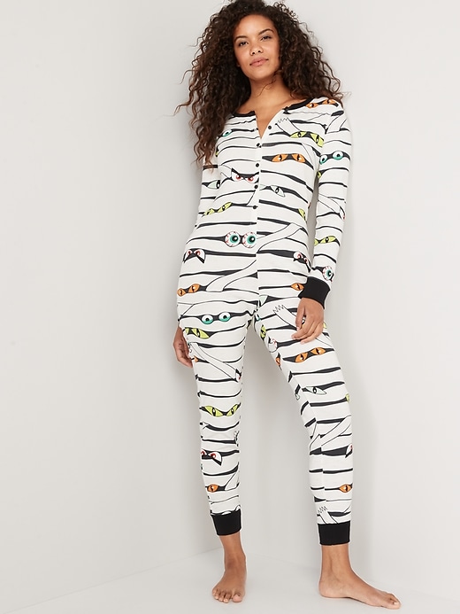 Image number 1 showing, Matching Printed One-Piece Pajamas