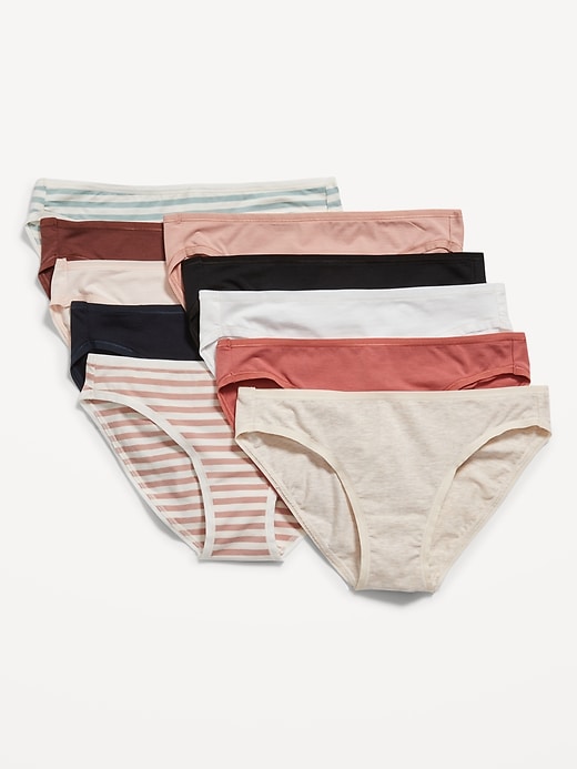 Image number 1 showing, Mid-Rise Supima® Cotton-Blend Bikini Underwear 10-Pack