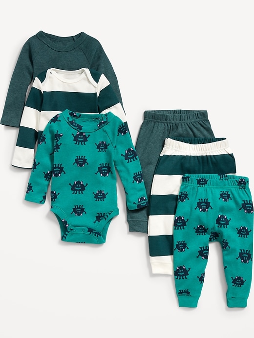View large product image 1 of 3. Unisex Bodysuits & Pants Stock-Up 6-Pack for Baby