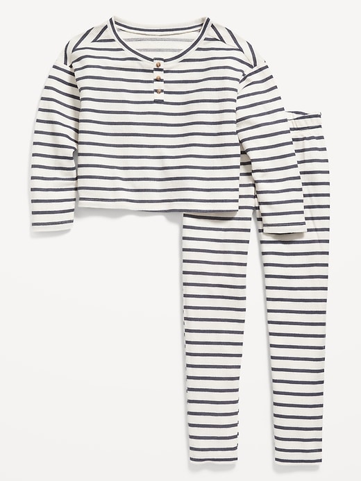 View large product image 1 of 2. Long-Sleeve Thermal-Knit Henley Pajama Set for Girls