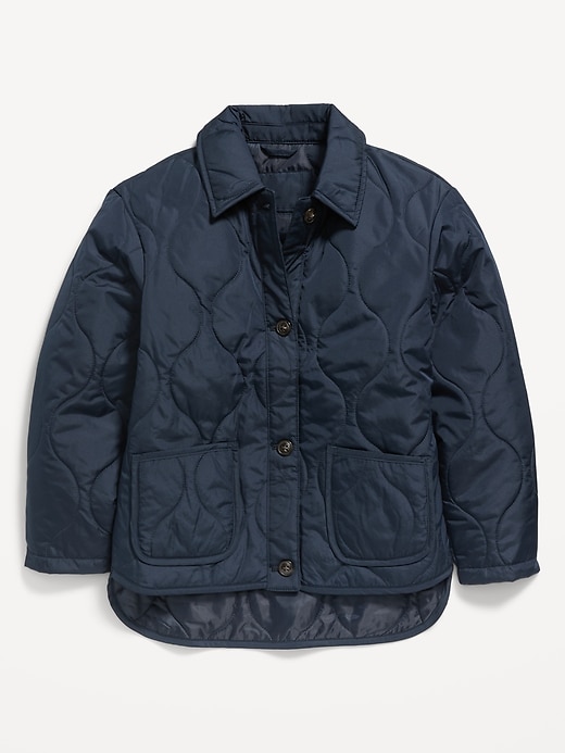 View large product image 2 of 3. Water-Resistant Quilted Button-Front Jacket for Girls