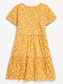 Tiered Printed Short-Sleeve Swing Dress for Girls