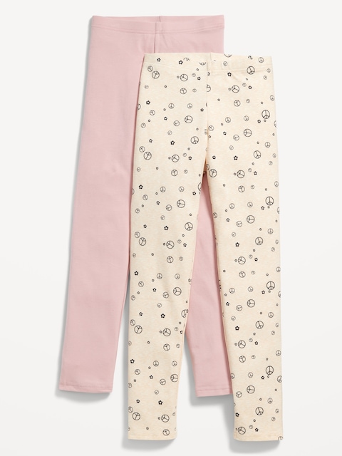 Full-Length Built-In Tough Leggings 2-Pack for Girls - Abalone Pink