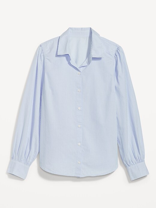 Image number 4 showing, Long-Sleeve Striped Cotton-Poplin Shirt for Women