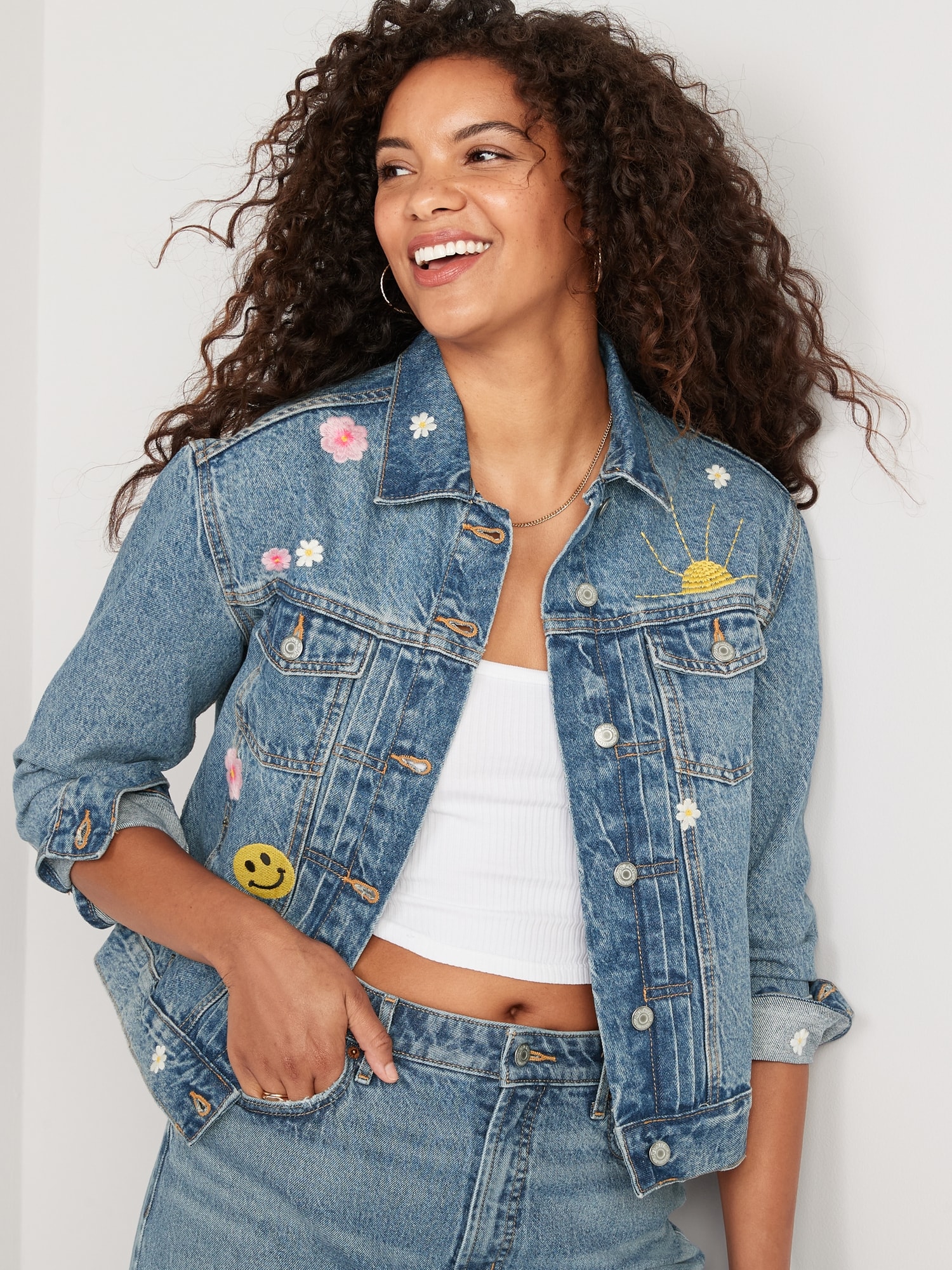 Embroidered Graphic Jean Jacket For Women | Old Navy