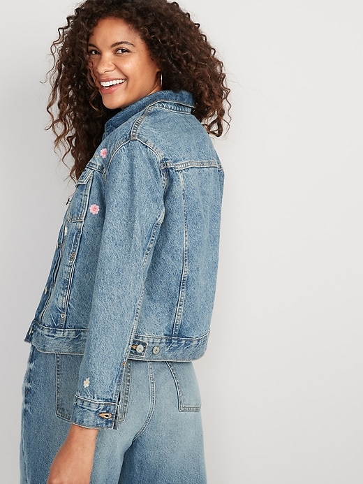 Embroidered Graphic Jean Jacket For Women | Old Navy