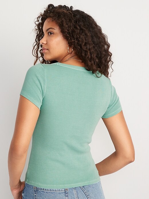 Image number 7 showing, Fitted Short-Sleeve Scoop-Neck Rib-Knit T-Shirt for Women