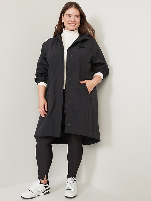 Image number 7 showing, Water-Resistant Hooded Midi Anorak Jacket for Women