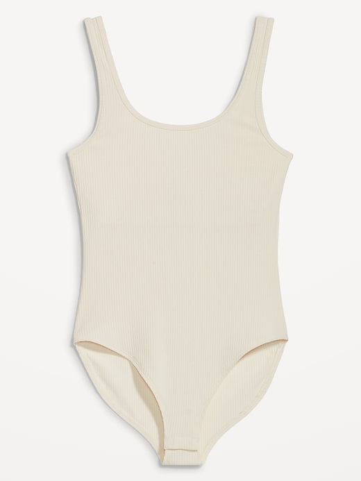 Image number 3 showing, Fitted Rib-Knit Sleeveless Shelf-Bra Bodysuit