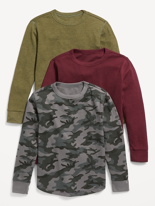 Thermal-Knit Long-Sleeve T-Shirt 3-Pack for Boys