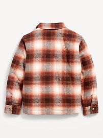 View large product image 3 of 3. Gender-Neutral Cozy Plaid Flannel Sherpa-Lined Shacket for Kids