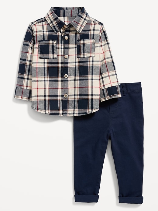 View large product image 1 of 2. Plaid Shirt & Chino Pants Set for Baby